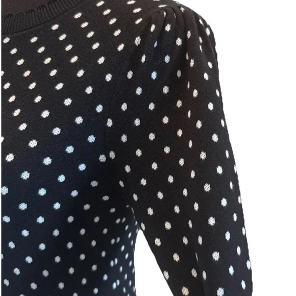 Loft Women's Short Sleeve Black & White Polka Dot 100% Cotton Top, Size XS - Picture 12 of 13